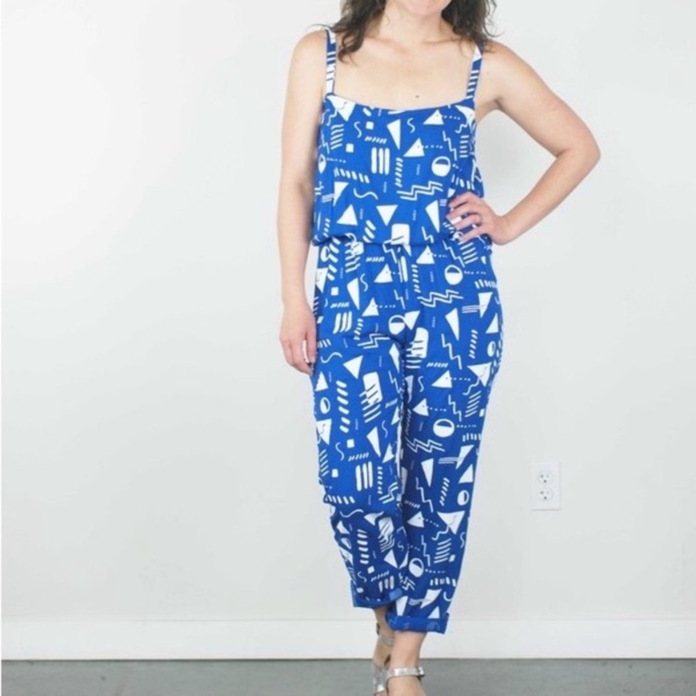 Nooworks Easy Suit Manic Print Jumpsuit Adjustable Spaghetti Straps Sz X-Small